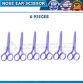 6 Pieces Facial Nose Ear Hair Remover Scissors with Safety Tips - Purple
