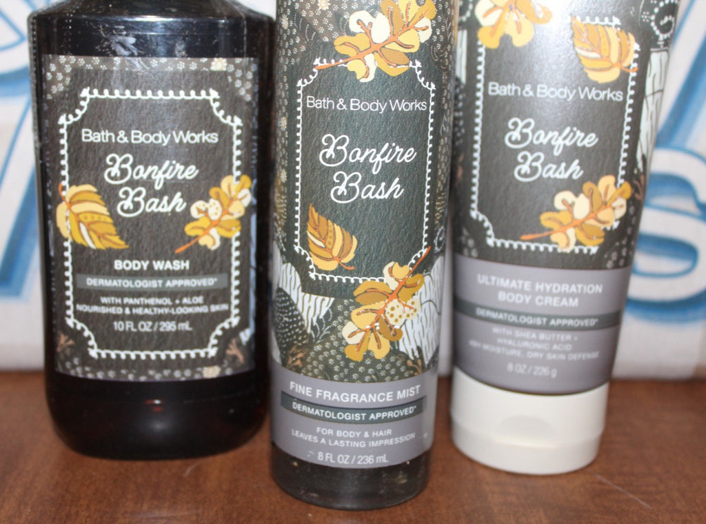 Bath & Body Works Bonfire Bash Body Wash Mist & Body Cream Set