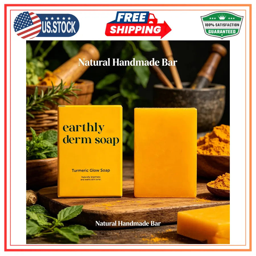 Earthly Derm Turmeric Glow Soap Natural Handmade Bar 3.5oz Moisturizing