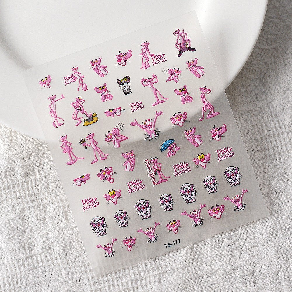 3D Nail Stickers Nail Art Decal Waterproof Pink Panther Paw Print