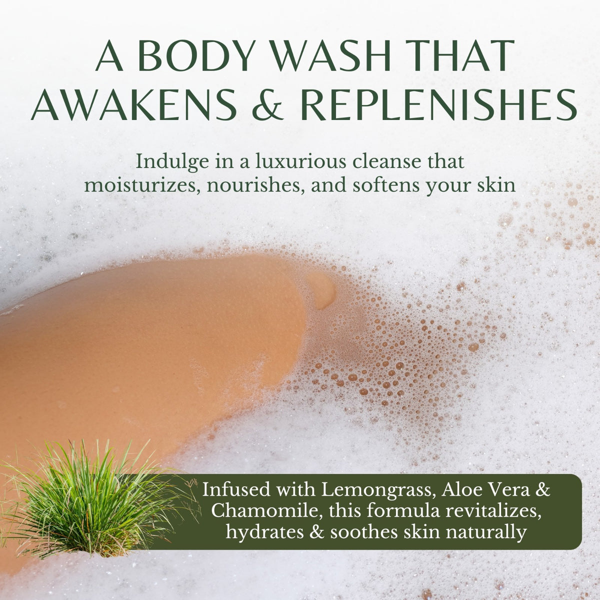 Edenika Lemongrass Body Wash with Vitamin E, Moisturizing Shower Gel 16 oz