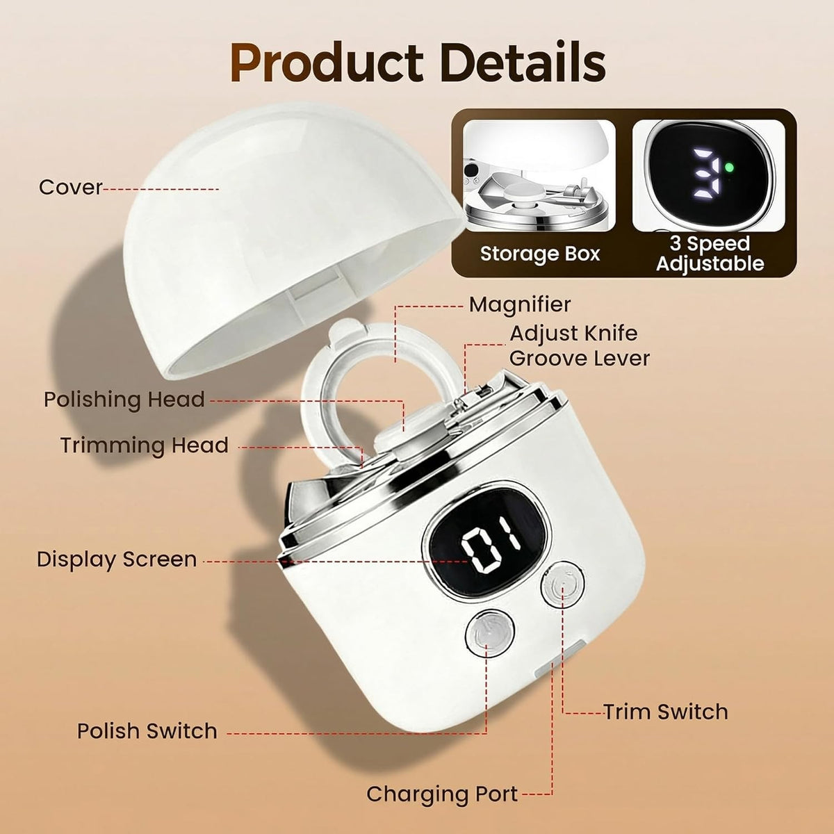 Electric Nail Clippers for Seniors Adults with 2.5X Magnifying Light and Magnetic Debris Container