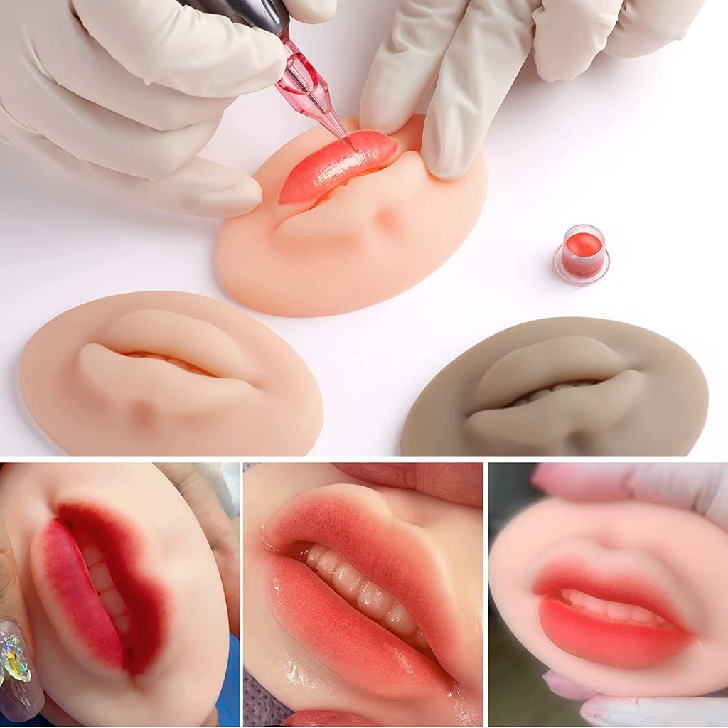 3D Silicone Lip Practice Set for PMU, Tattoo Training - 3 Pcs