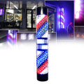 LED Barber Pole Light - Rotating Sign for Hair Salons, Wall Mount, Red White Blue Stripes