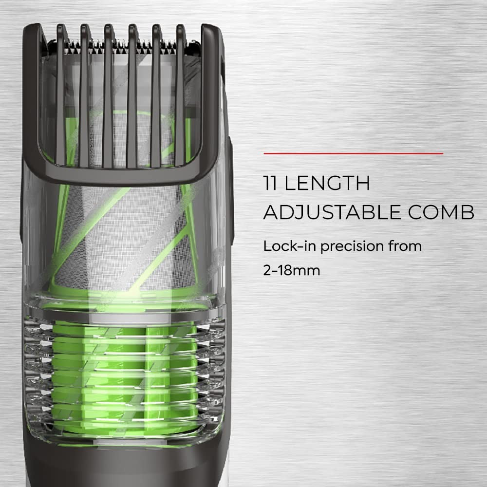Remington Vacuum Beard Trimmer with 13 Length Settings, Rechargeable & Washable