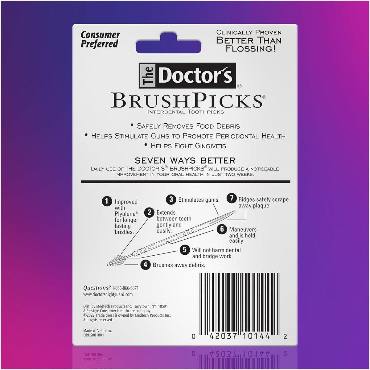 Interdental BrushPicks 2-in-1 Dental Picks & Bristle Cleaners - 275 Count