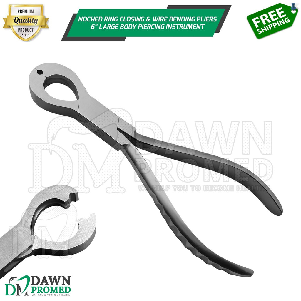 6 Inch Ring Closing Pliers for Body Piercing - Notched Stainless Steel