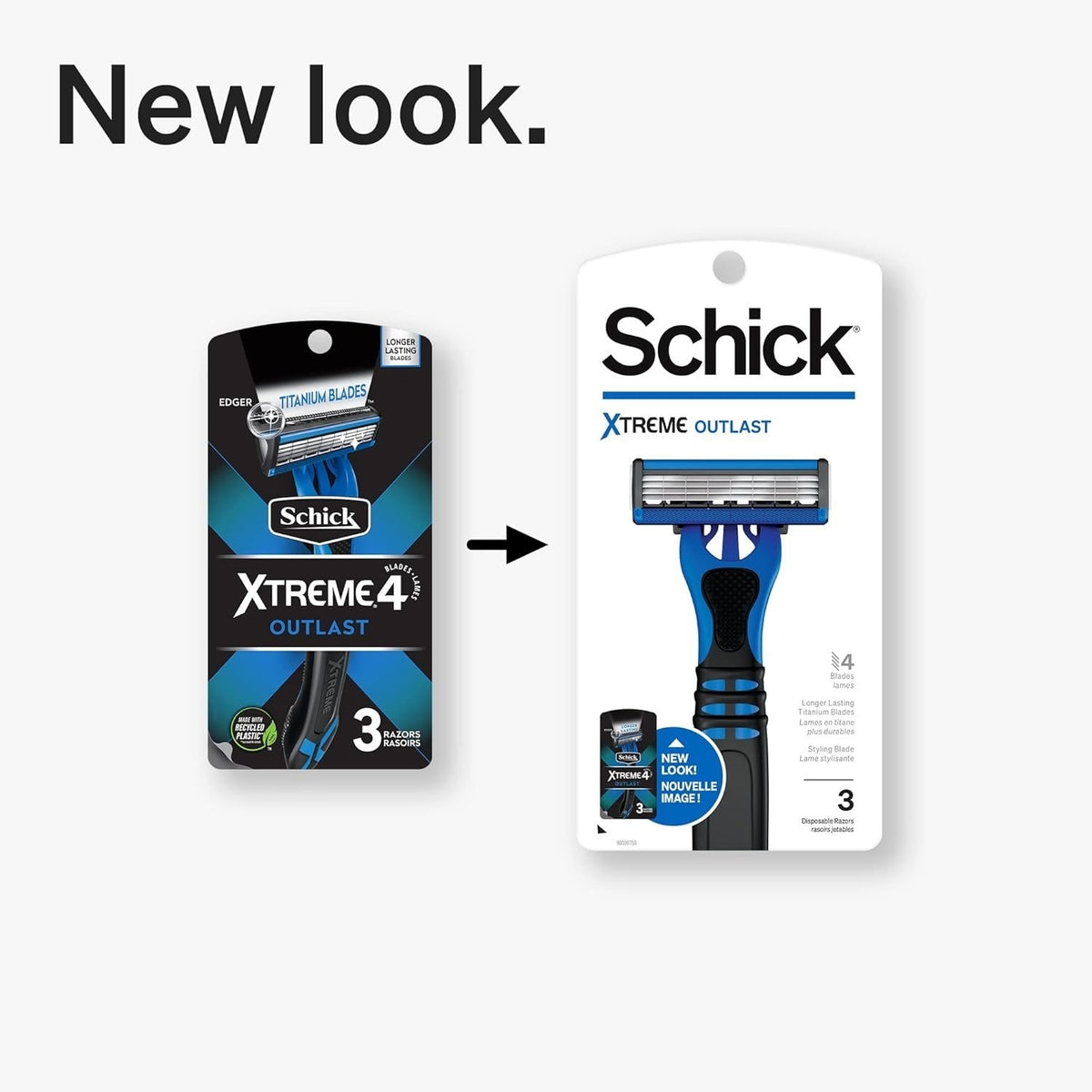 Disposable Razor Set - 6 Packs of 3 Schick Xtreme Outlast 4 Blade Razors