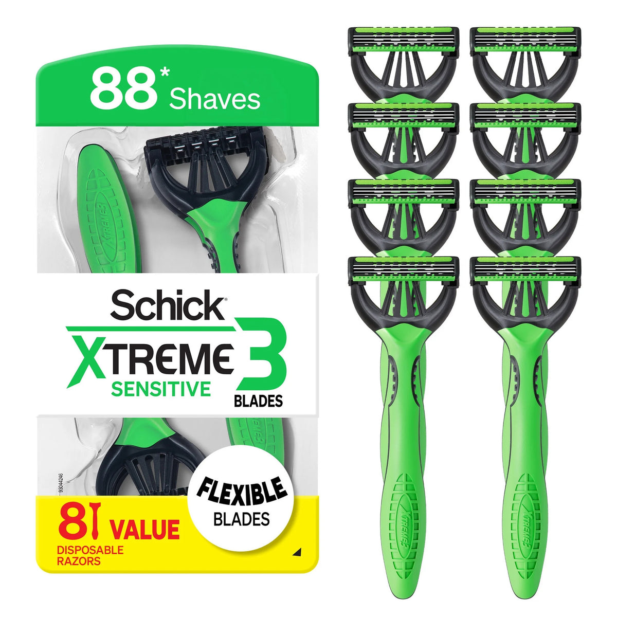 Men's Disposable Razors - Sensitive Skin, 8 Pack, Triple Blade