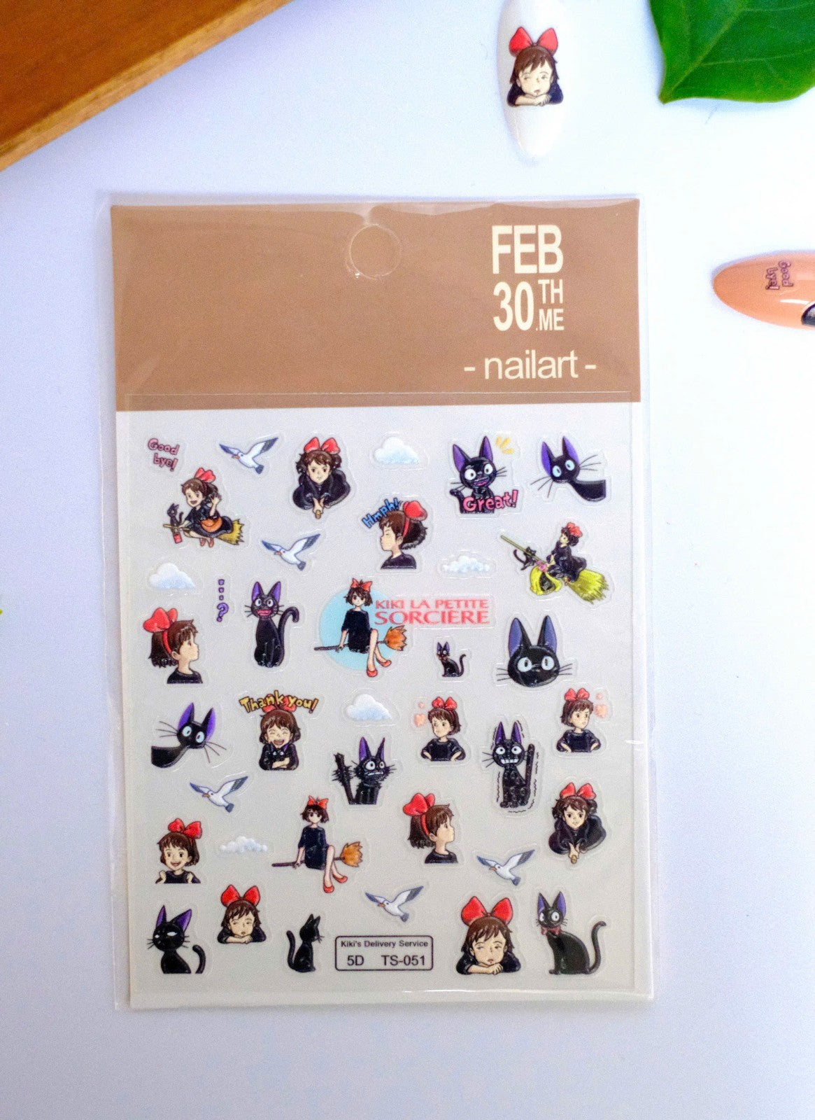 Ghibli Studio Kiki Delivery Service 3D Nail Stickers - Water-Resistant Nail Art Decals