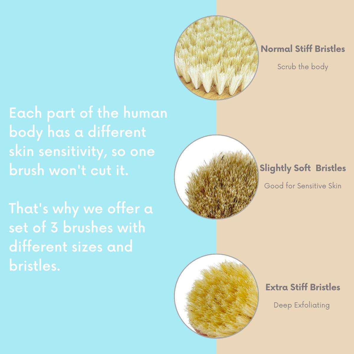 Lymphatic Drainage Body and Face Brush Set with Wooden Gua Sha - 4 Pieces