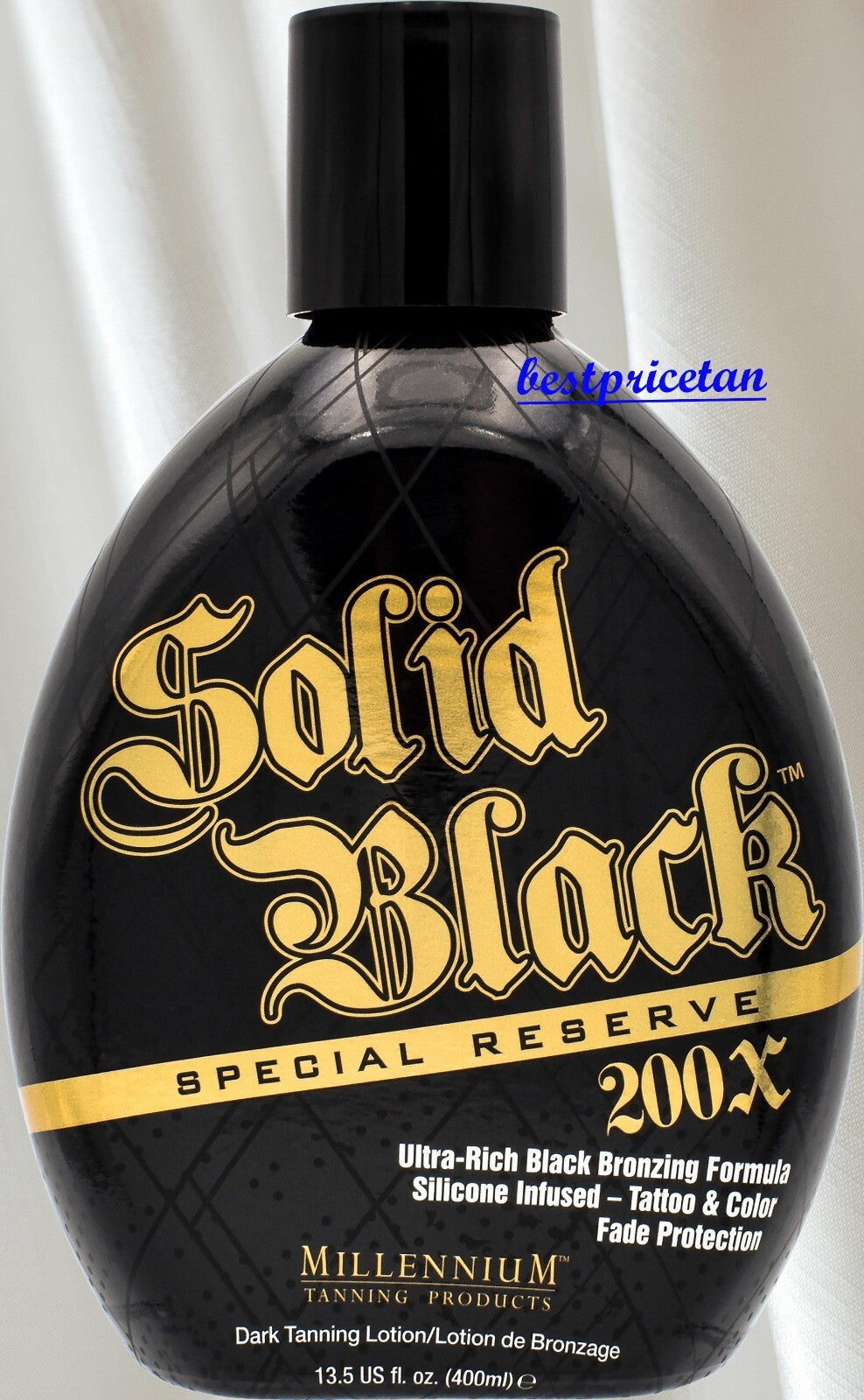 Black Bronzer Tanning Lotion 13.5oz Ultra-Rich Formula with Silicone & Antioxidants
