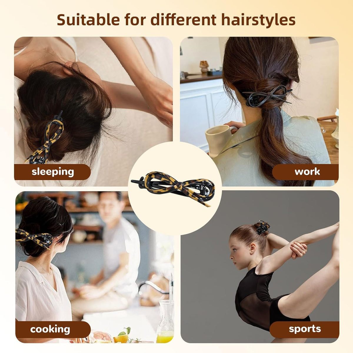 Flat Hair Clips 3-Pack - Soft Leather Non-Slip Hairpins for Updos & Styling