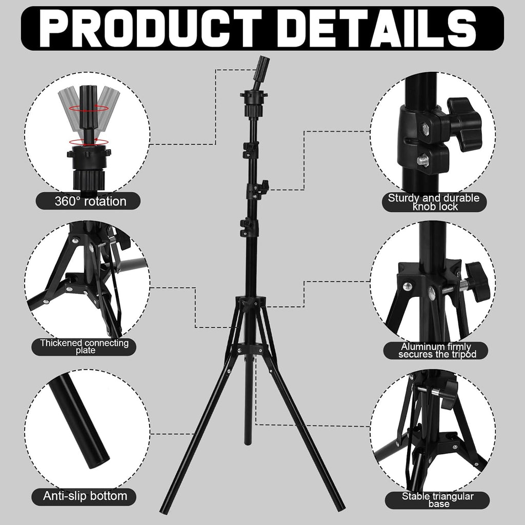 22 Inch Canvas Mannequin Head with Adjustable Wig Stand Tripod for Styling