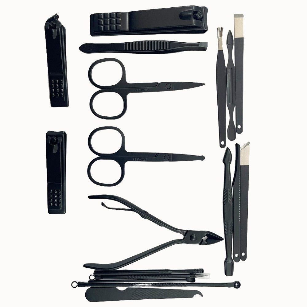 18-Piece Multi-Function Nail Repairing Forceps Manicure Set with Carry Case