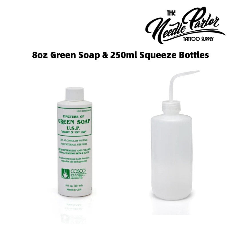 8oz Green Soap Tincture for Tattoo & Piercing - All Natural, USA Made