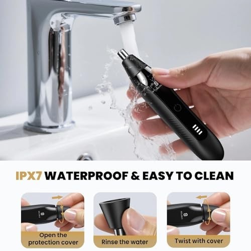 USB Rechargeable Ear & Nose Hair Trimmer - Waterproof, Painless Grooming Kit