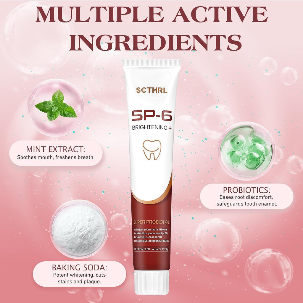 Probiotic Fluoride-Free Whitening Toothpaste for Sensitive Teeth - Ultra Brightening & Gum Care