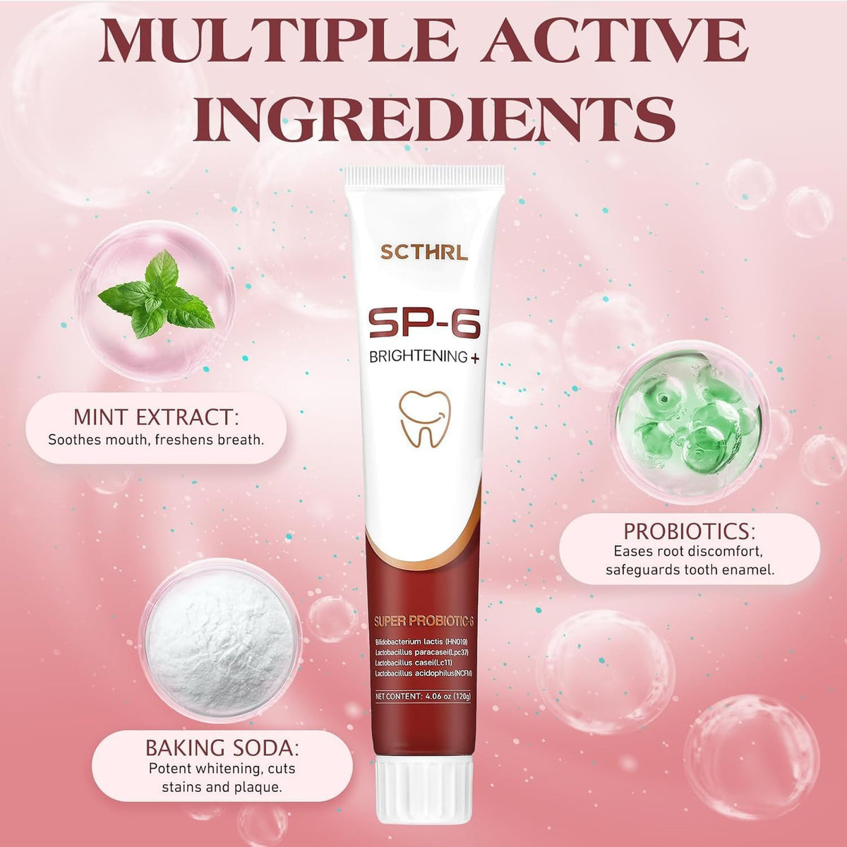 Probiotic Fluoride-Free Whitening Toothpaste for Sensitive Teeth - Ultra Brightening & Gum Care