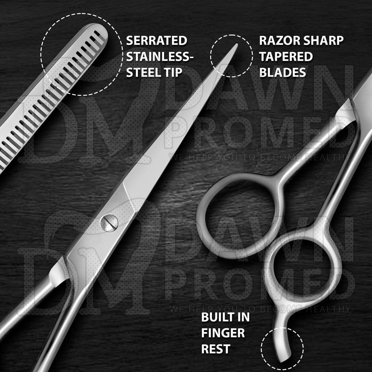 Professional Hair Cutting Scissors Thinning Shears Set - 3 Pieces