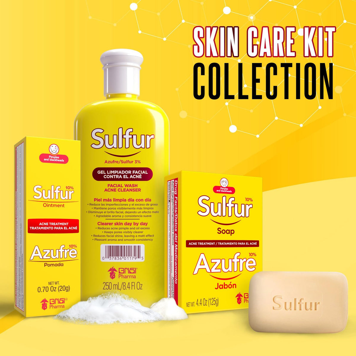 Sulfur Acne Treatment Soap Bars - 4 Pack, Deep Cleansing & Blackhead Reduction