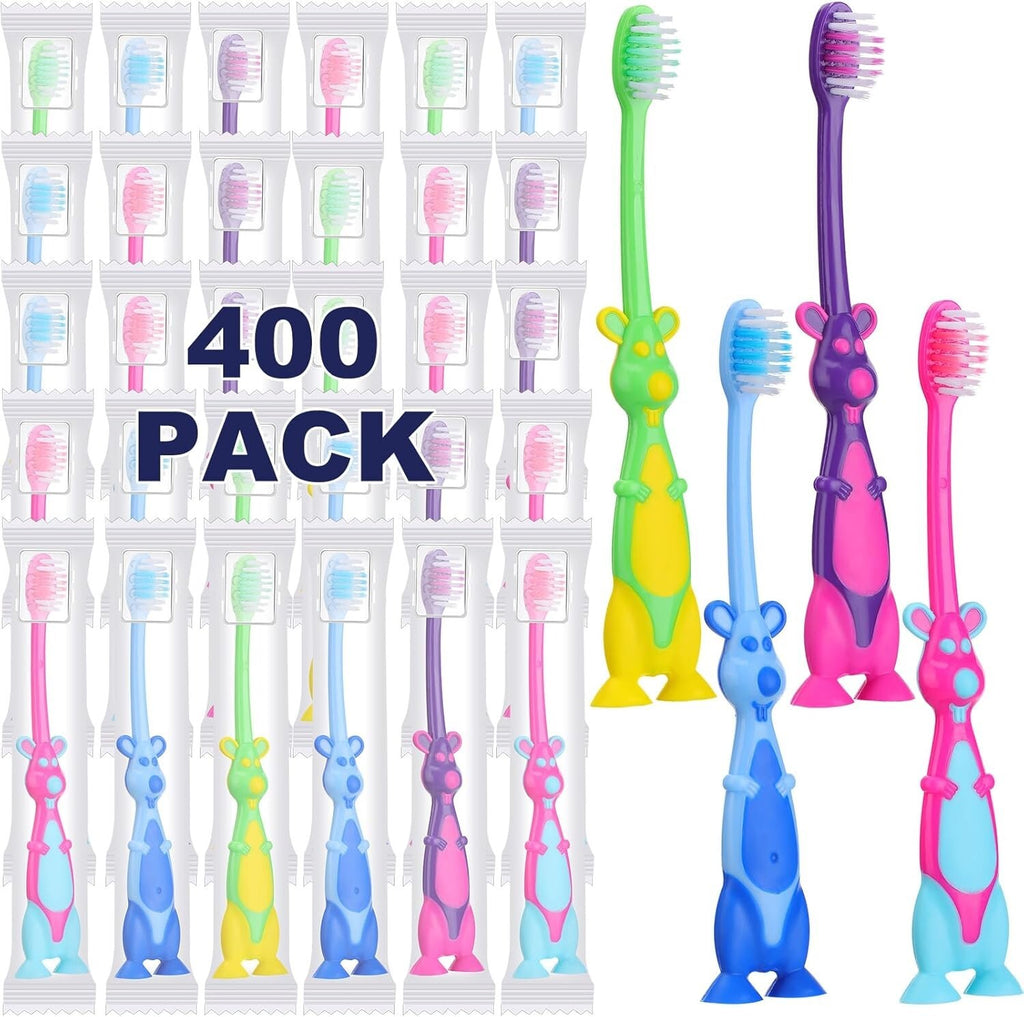 Kids Soft Toothbrush Bulk Pack - 400 Colorful Kangaroo Handles for Children