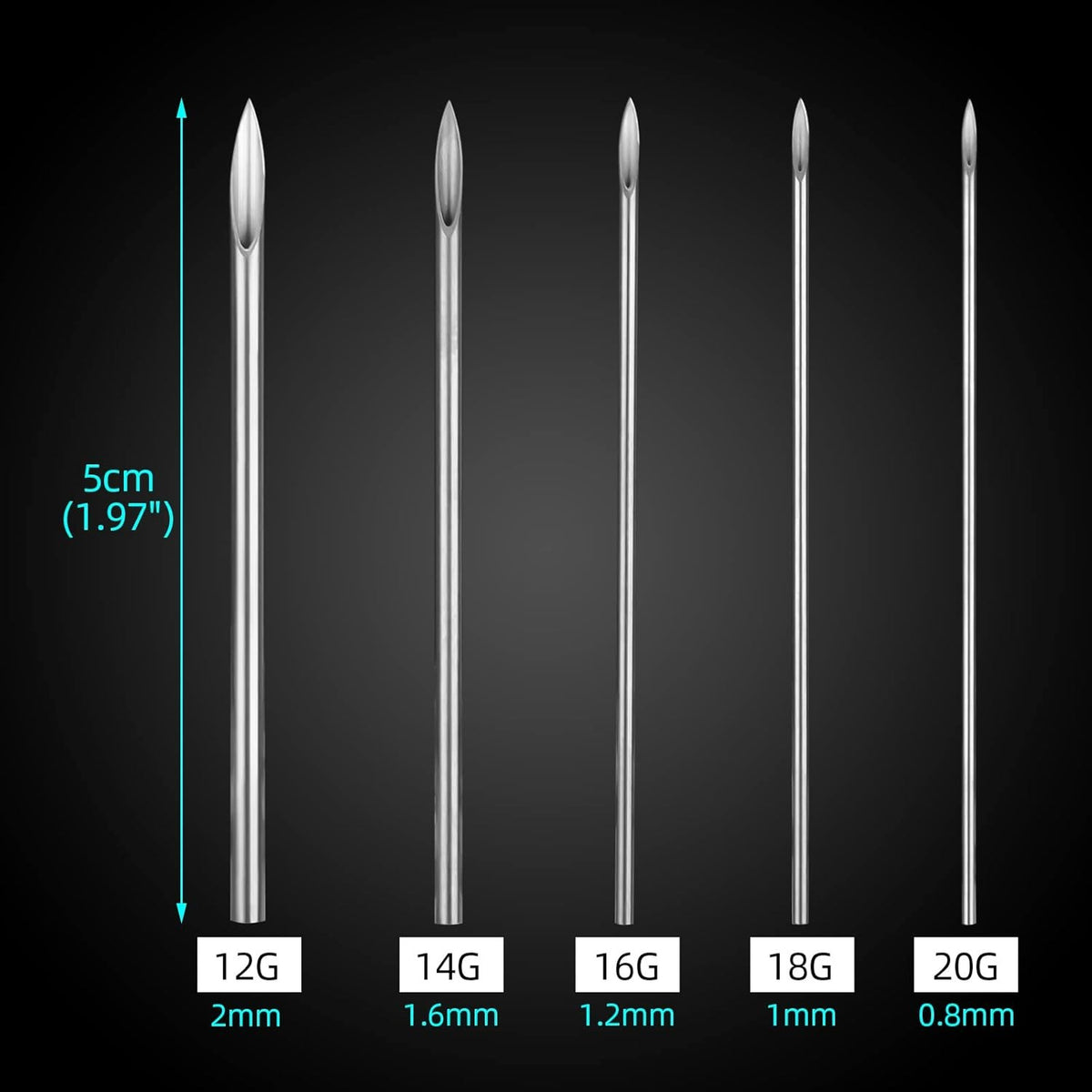 16G Stainless Steel Disposable Piercing Needles Set of 10