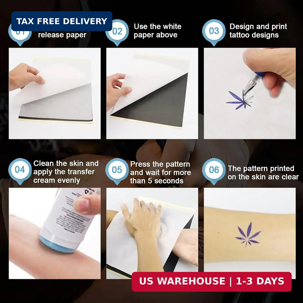 Tattoo Practice Kit 85pcs – Realistic Fake Skin, Transfer Paper, Ink Cups & Gloves
