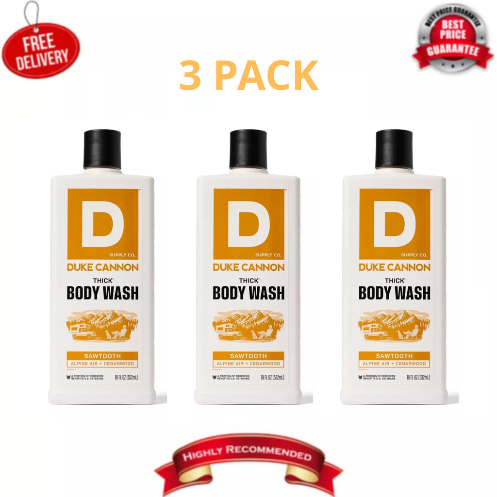 Thick Men's Body Wash Sawtooth 18 Fl Oz 3-Pack - Alpine Cedarwood Scent