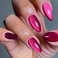 Almond Cat Eye Nail Tips Haute Pink Full Cover Stiletto Medium Length 24 Count