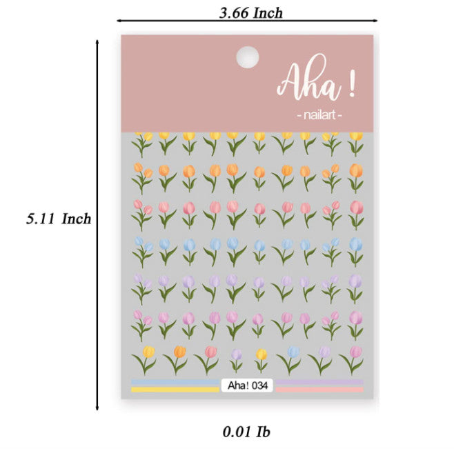 3D Tulip Nail Art Stickers Decals Self-Adhesive Flower Nail Decorations