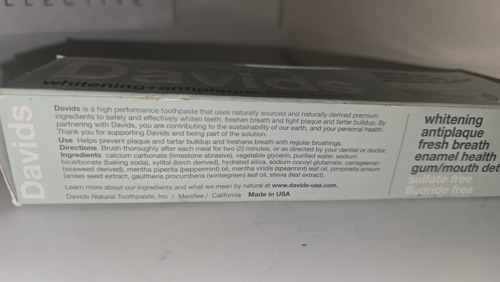 Natural Whitening Antiplaque Toothpaste with Peppermint - Fluoride Free 5.25 oz
