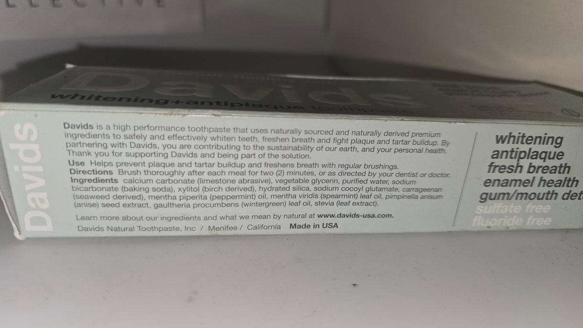 Natural Whitening Antiplaque Toothpaste with Peppermint - Fluoride Free 5.25 oz