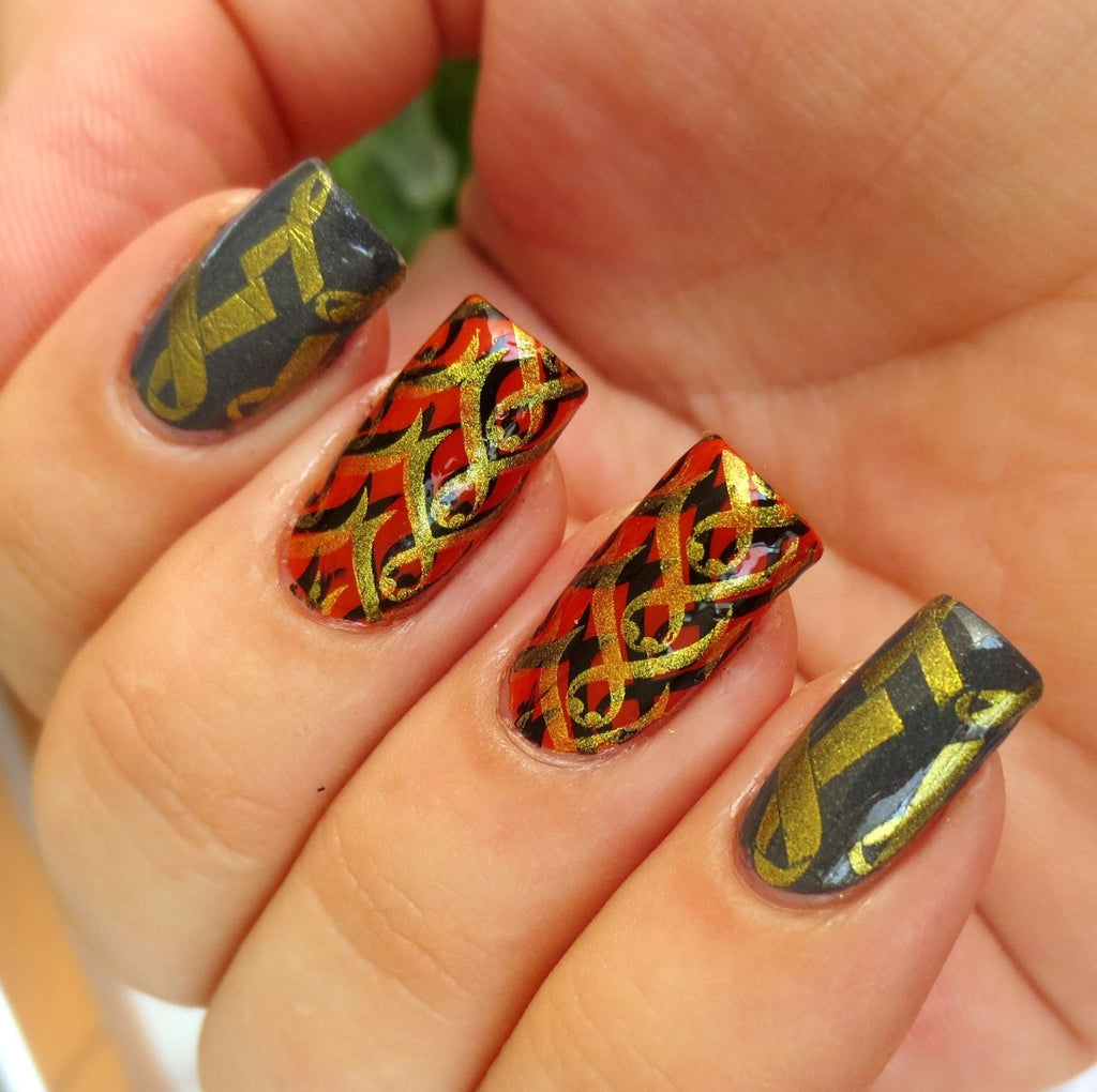 Nail Art Stamping Plate Breast Cancer Support Ribbon Design for Manicure