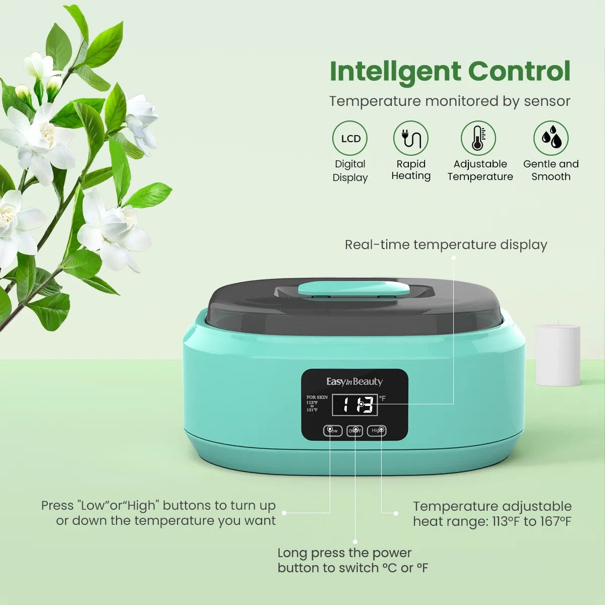 Paraffin Wax Machine for Hands and Feet - Digital Temperature Control, 3000ml Capacity