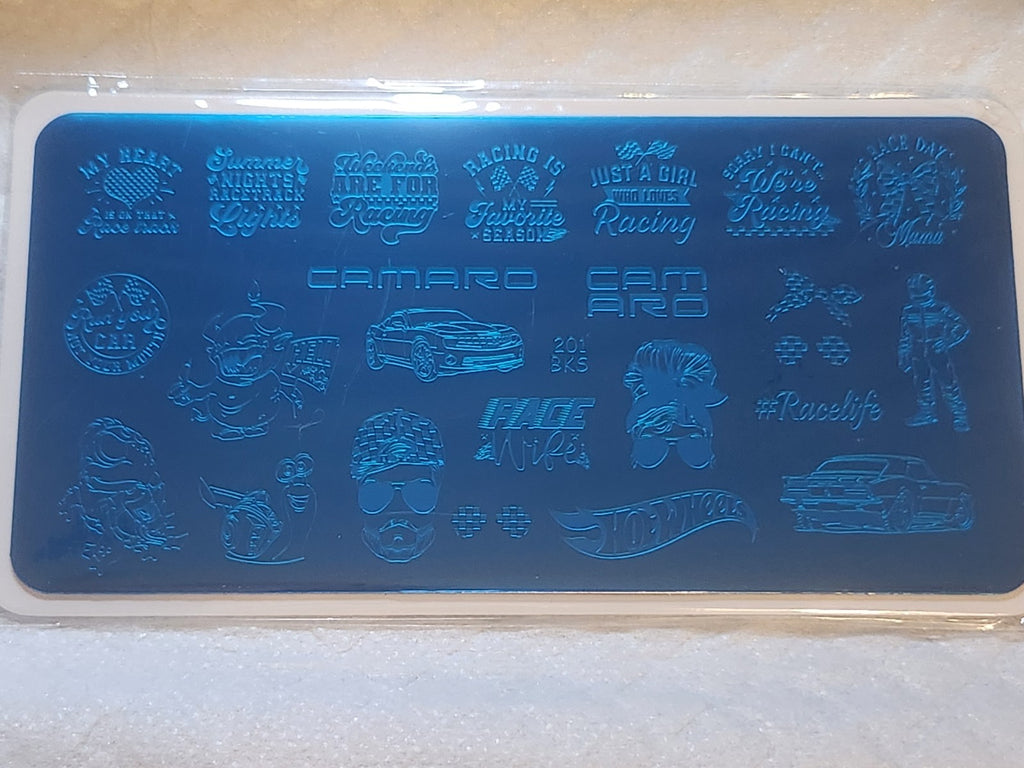 Black Kat Racing Nail Stamping Plate - Fast Cars & Racing Design