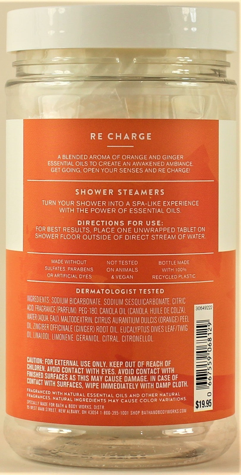 Bath & Body Works Orange Ginger Shower Steamer Set 4.8oz x6 - Re-Charge Aromatherapy