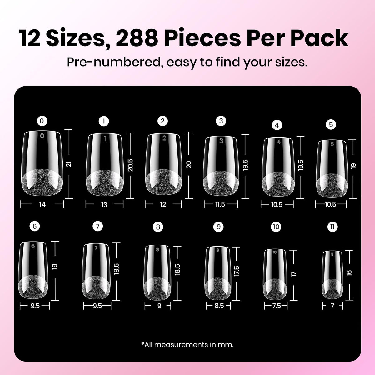 Nail Tip & Glue Set with Top Coat - 12 Sizes, 15ml Nail Glue, No Filing Needed