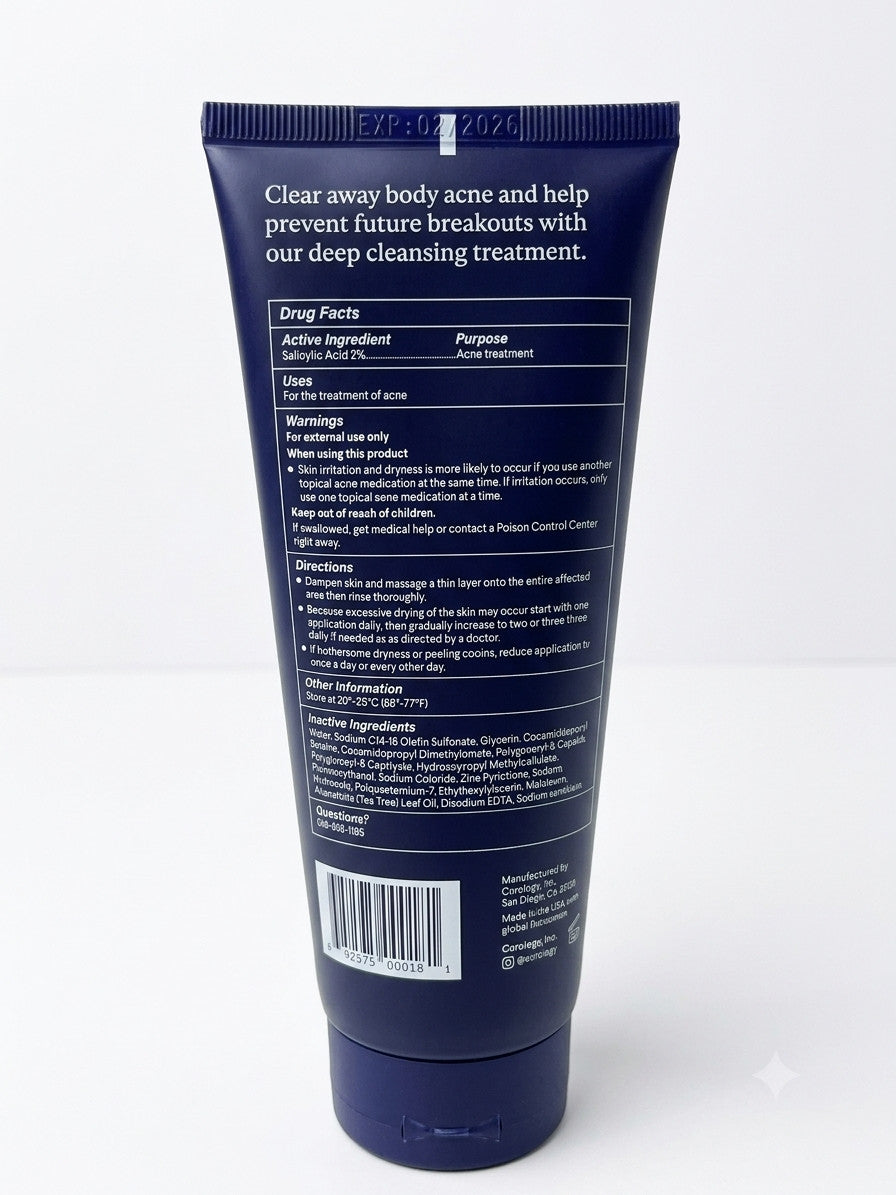 Acne Body Wash with Salicylic Acid & Tea Tree Oil - 3.4 Fl Oz, 2 Bottles