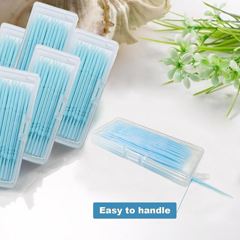 Disposable Dental Picks with Bristles Travel Pack - 80 Count Dual Function