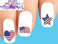 Waterslide Nail Decals Set of 20 4th of July Flag Star Heart Designs