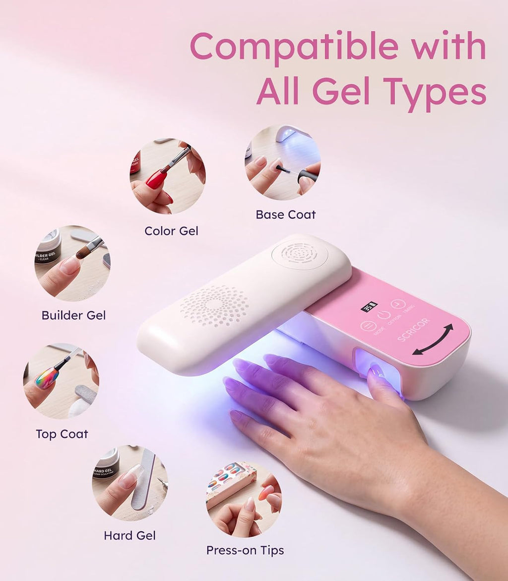Cordless UV LED Nail Lamp with 36 Beads, Pink - Fast Curing for Gel Nails