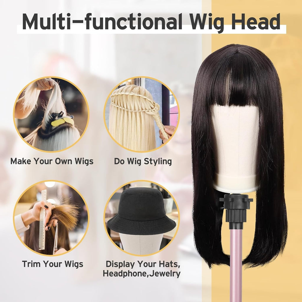 Adjustable Wig Mannequin Stand with Head for Display & Styling