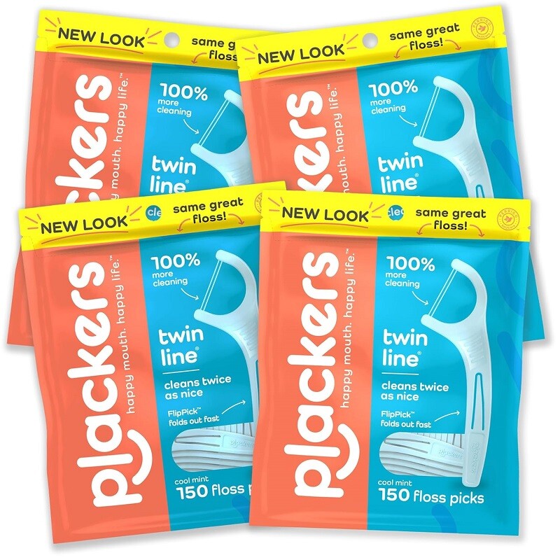Dental Floss Picks 600 Count - Twin-Line Dual Action Flossers with Tartar Remover & Mint Flavor