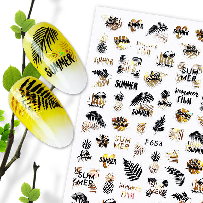 Tropical Leaf Nail Stickers for Beach & Summer Manicure - Assorted Designs