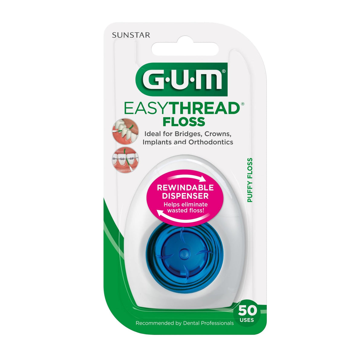 Dental Floss for Braces & Bridges - Expanding Threader Floss 50 Uses Pack
