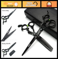 6-Inch Hair Cutting & Thinning Scissors Set - Professional Barber Shears, Black Finish