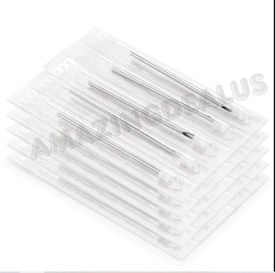 100 Pcs Mixed Piercing Needles 12G-20G Stainless Steel, Sterilized & Safe