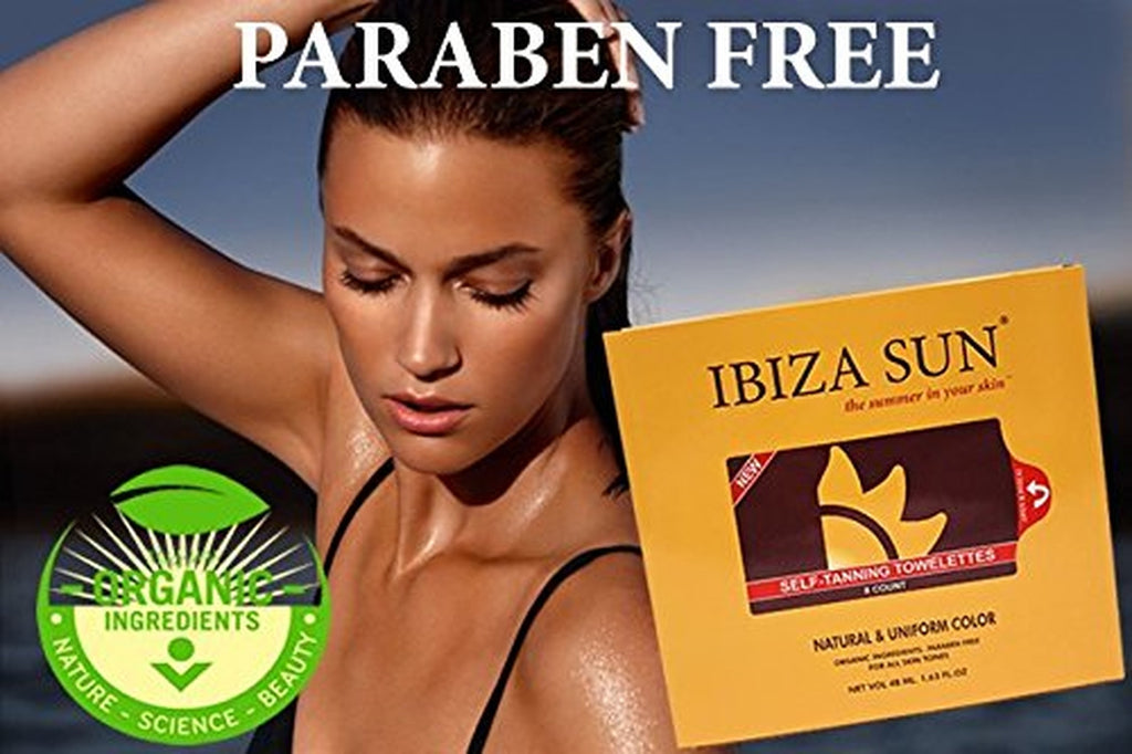 Organic Sunless Tanning Wipes - Self Tanner for Face & Body, 8 Count
