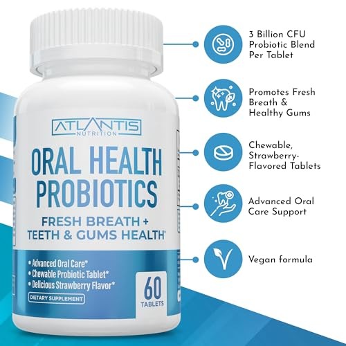 Oral Probiotics Chewables for Teeth and Gums - 60 Count, Supports Fresh Breath and Oral Health